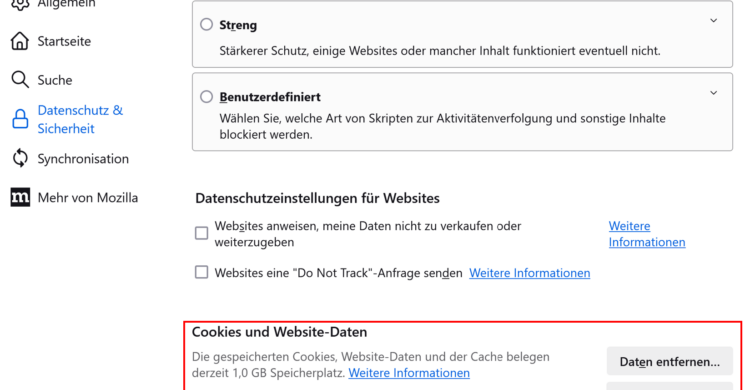 Firefox: Browserdaten löschen